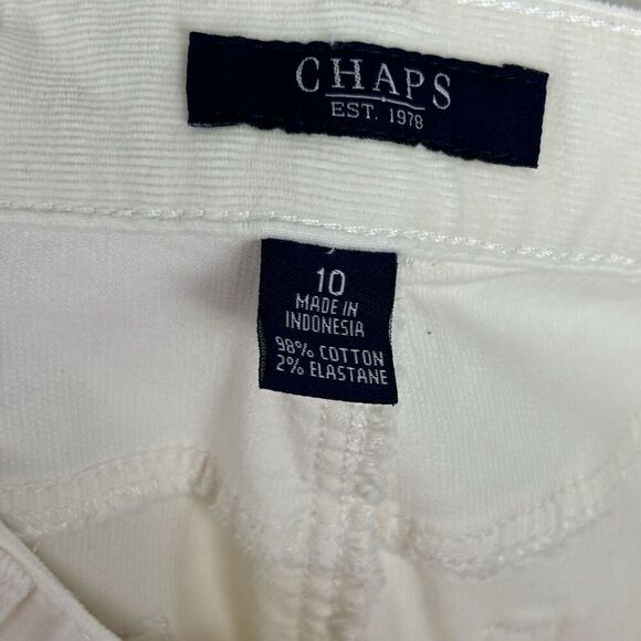 Chaps Stretch Corduroy Pants Ivory Womens 10 Fall Winter Office Casual Workwear - Picture 11 of 12